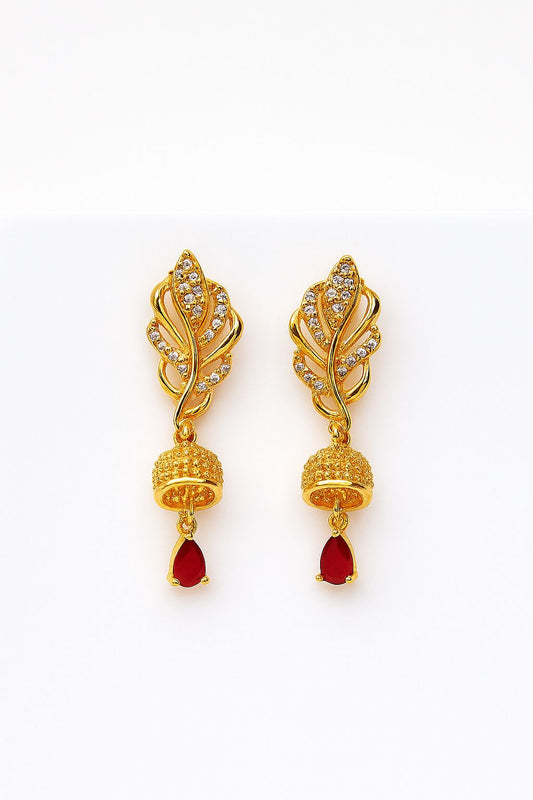 Red Drop Leaf Earrings